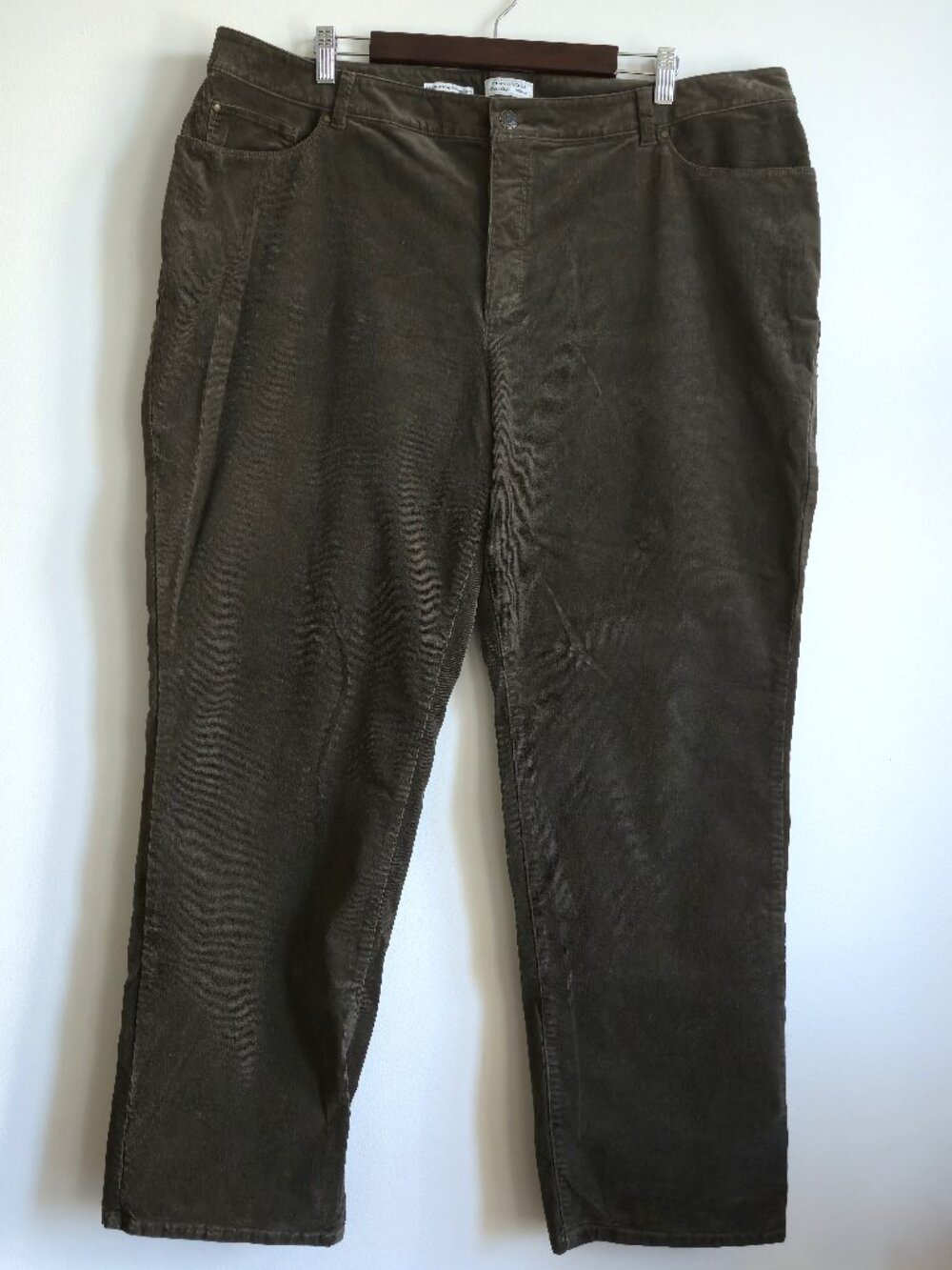 Charter Club Green-Grey Corduroy Jean-Cut Pants | Macy’s Exclusive | 22W